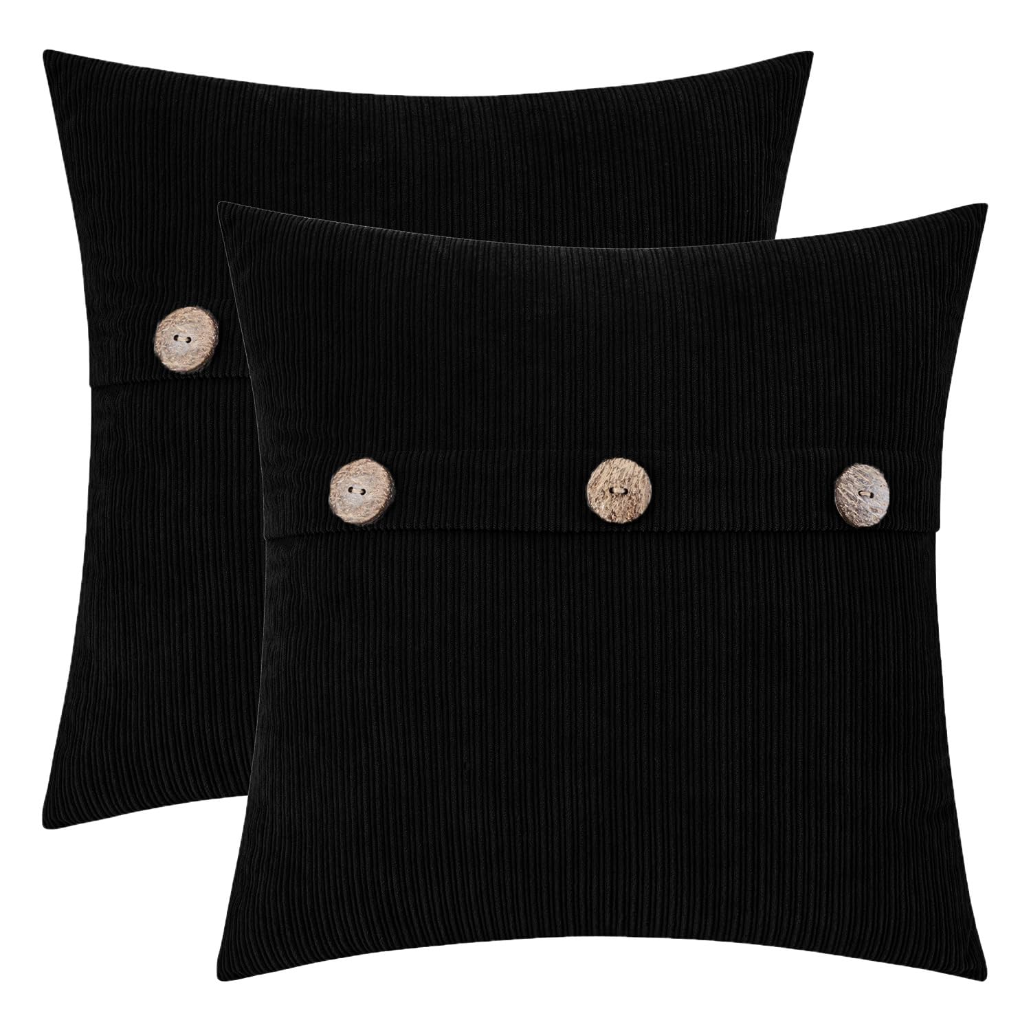 Hwy 50 Decorative Throw Pillow Covers Set Cushion Cases With Triple Buttons 18X18 Inch Chenille Soft Farmhouse Accent Pillowcase