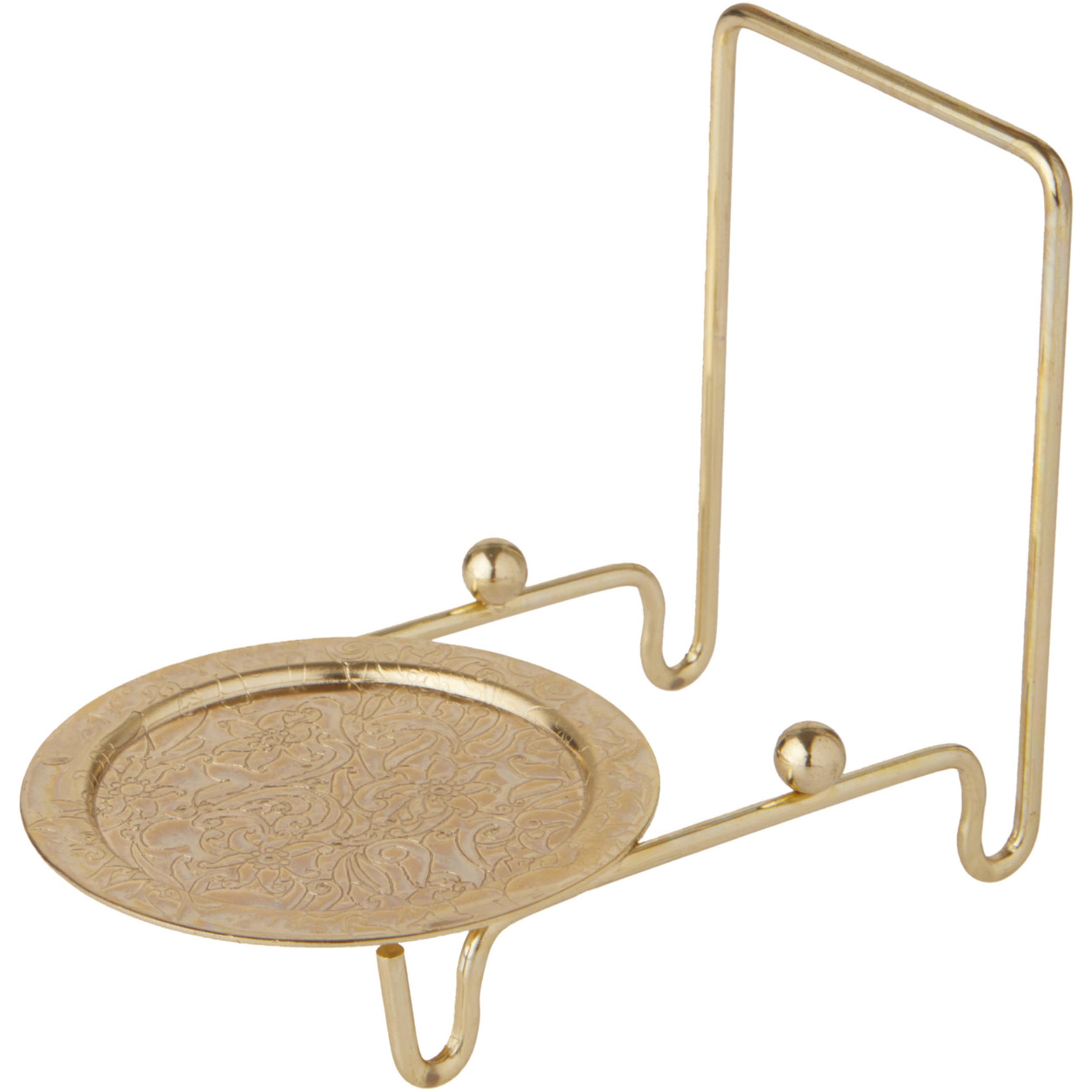 Bards Ornate Shiny Gold-toned Cup and Saucer Stand, 3 H x 2.75 W x 4 D, Pack of 2