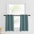 Nicetown Kitchen Blackout Valances, Short Cafe Curtains Room Darkening Small Bathroom Window Curtain Tiers Half Window Short Curtains Treatment Grommet Top (2 Panels, 29X30 Inches, Greyish Blue)