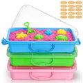 Acshio 3 Pack Plastic Sensory Bins with Handle, 15 Stickers