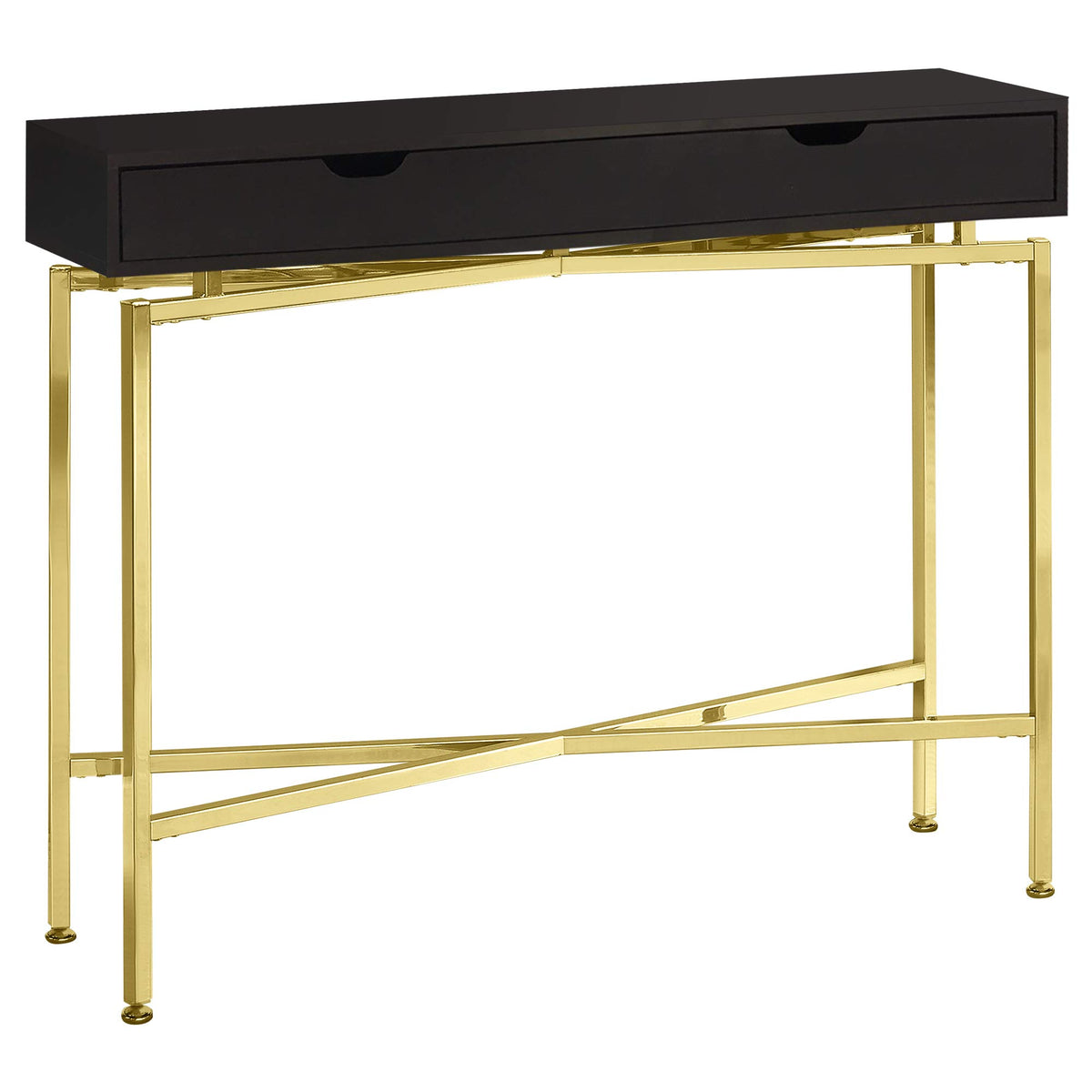 Monarch Specialties Console Sofa Hall Table, 42' L, Cappuccino/Gold