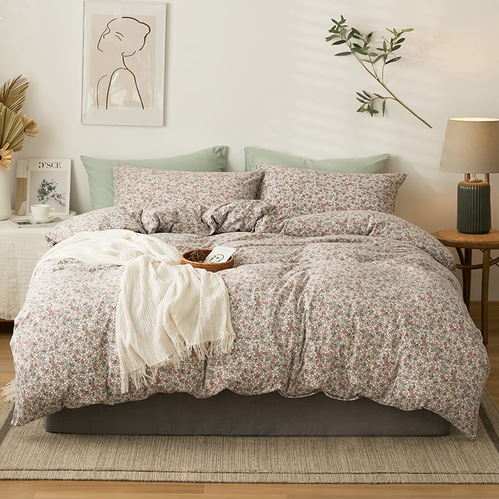 Eavd Premium Soft Jersey Knit Cotton Duvet Cover Garden Style Pink Floral Duvet Cover Queen Chic Shabby Floral Bedding Set For G