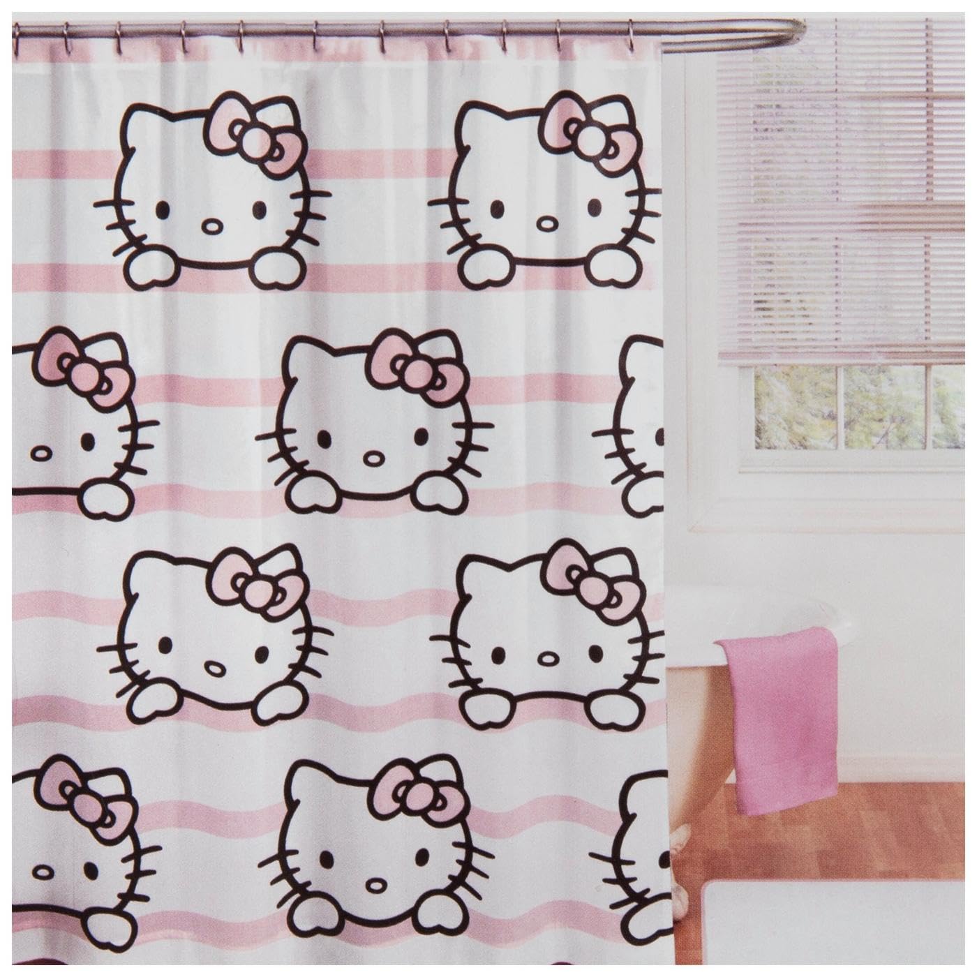 Hobby Lobby Kids Bathroom Shower Curtains, 70 x 72 inches, Bathroom Decor (Pink Hello Kitty)