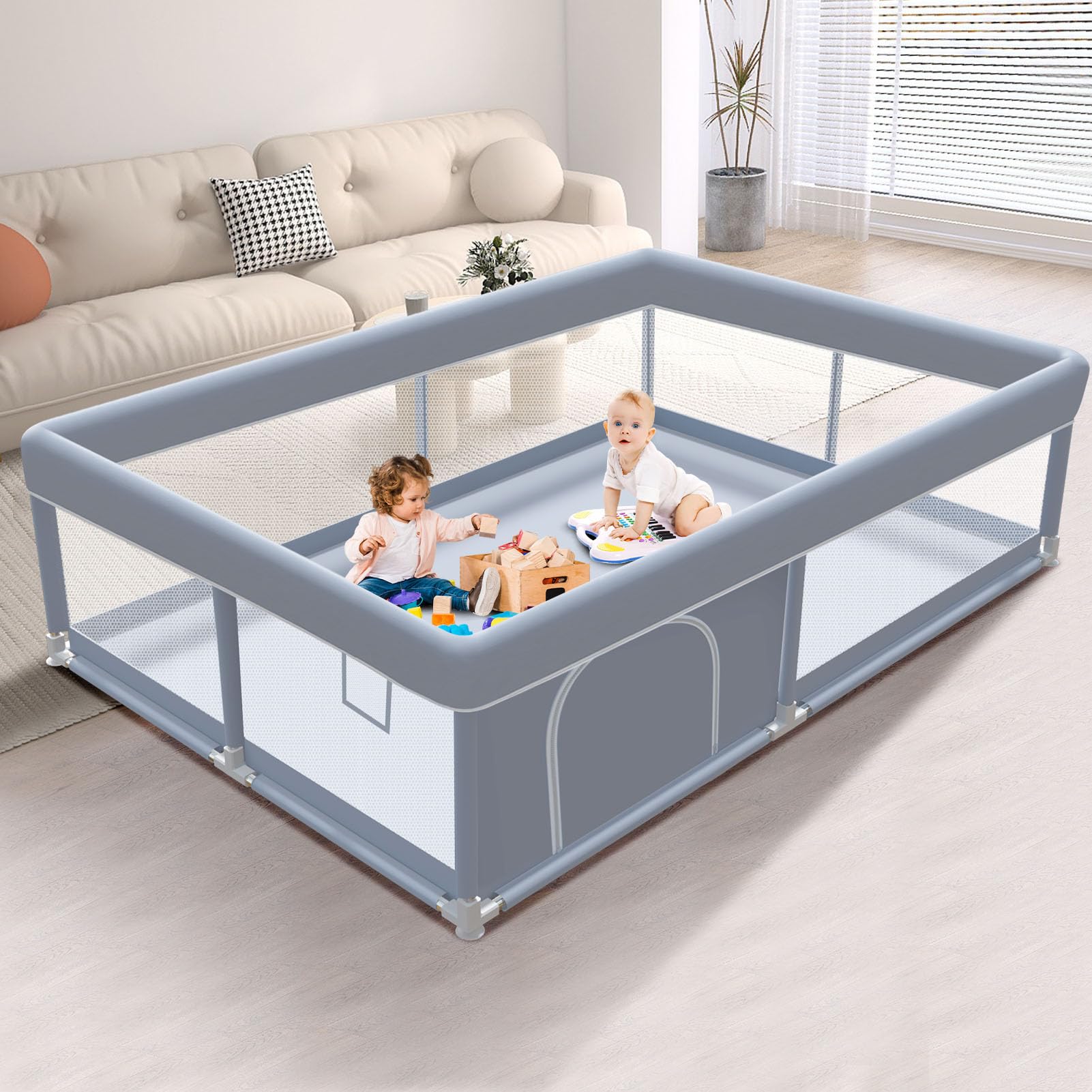 XVISHX 65 x 50 Inch Baby Playpen, Playpen for Babies and Toddlers, Baby Play Pen Playard for Indoor & Outdoor Active Center Game