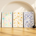 SoulAbiti Watercolor Wildflowers set of 3 Framed Wall Print 12x18 inch White Frame PlexiGlass Minimal Art ready to hang for liv