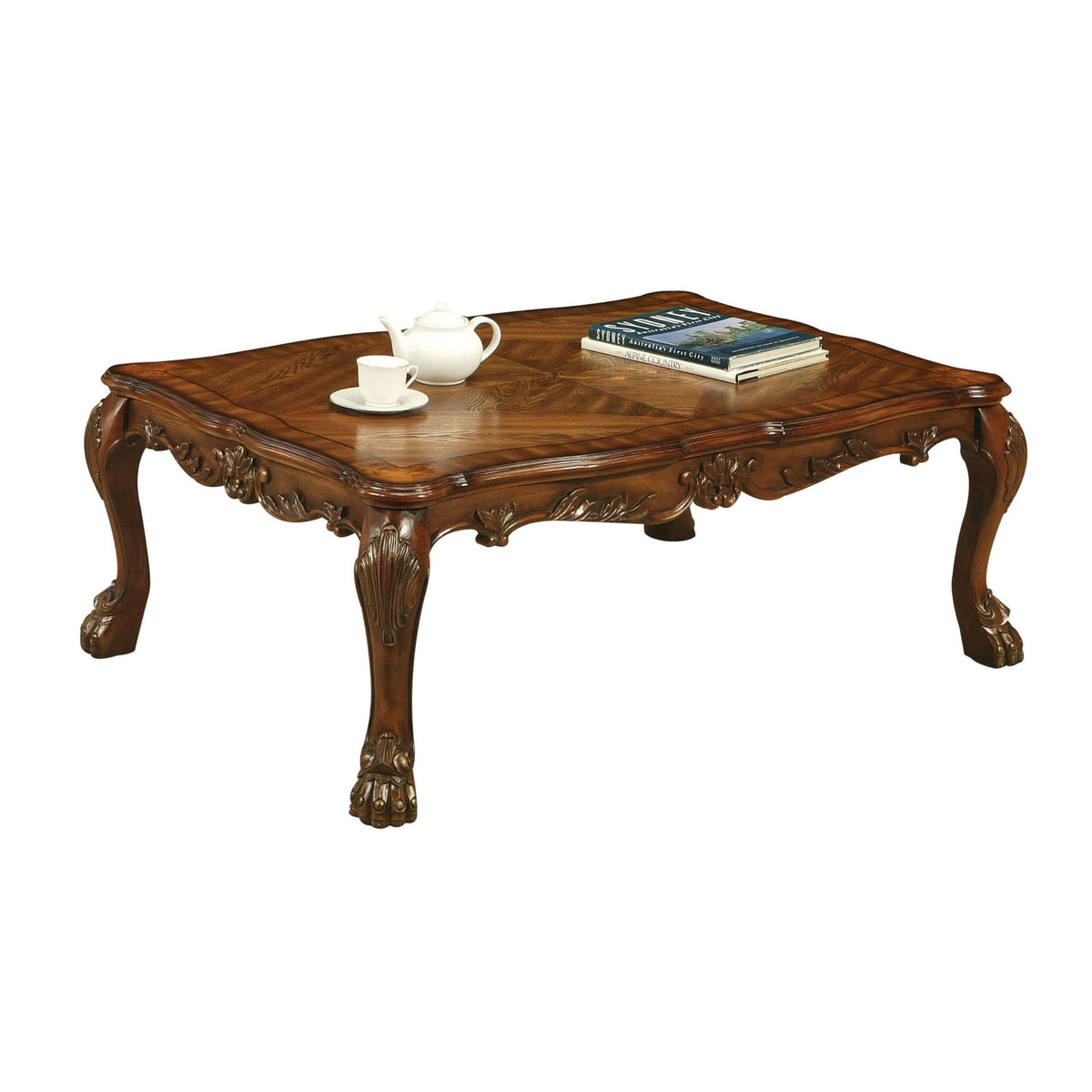 Acme Dresden Rectangular Wooden Coffee Table in Cherry Oak