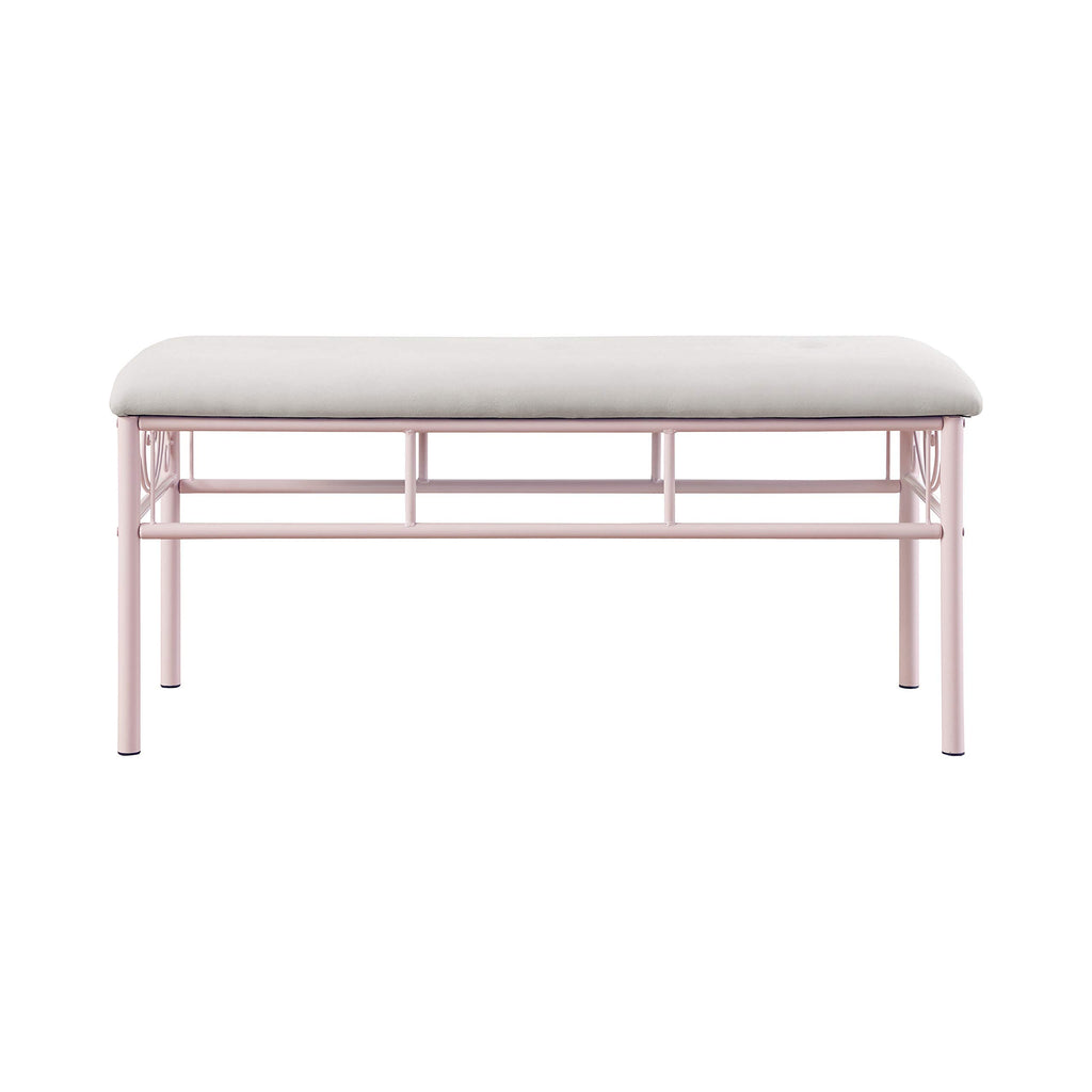 Coaster Home Furnishings Massi Tufted Upholstered Powder Pink and Ivory Bench (401156)