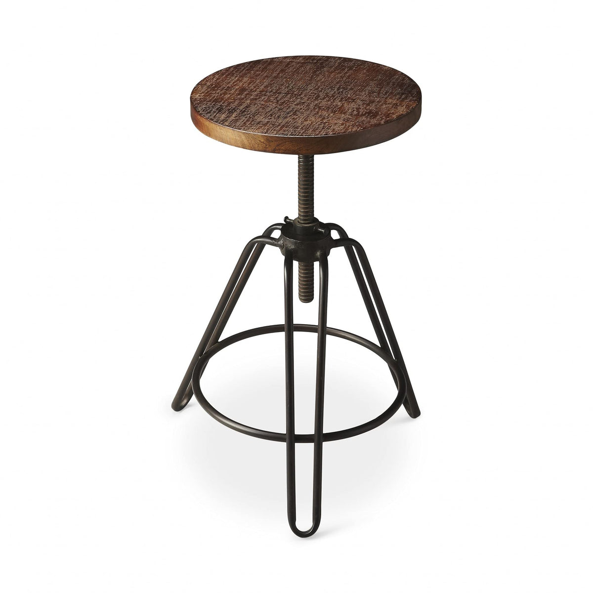 HomeRoots Multi-Color Iron, Recycled Wood Solids Modern Revolving Bar Stool