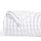 Phf 100% Cotton Waffle Weave Blanket Queen Size 90'X90'-Lightweight Washed Soft Breathable Blanket Perfect For Summer - Great