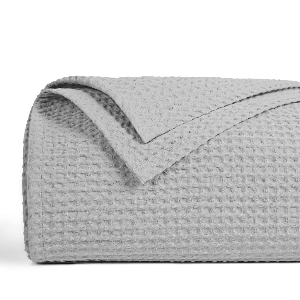 Phf 100% Cotton Waffle Weave Blanket King Size 104' X 90'-Lightweight Washed Soft Breathable Blanket Perfect For Summer - Grea