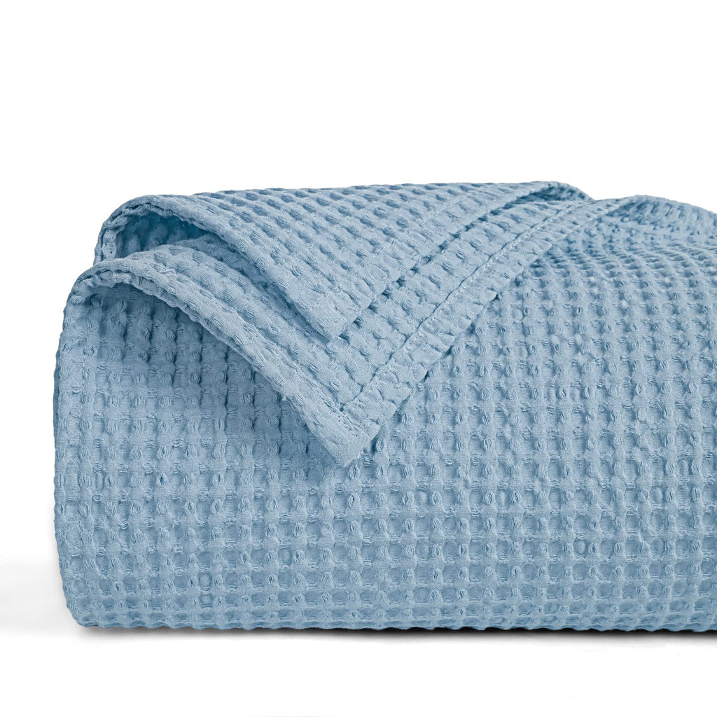 Phf 100% Cotton Waffle Weave Blanket Twin Size 66'X90'-Lightweight Washed Soft Breathable Blanket Perfect For Summer-Great Bla