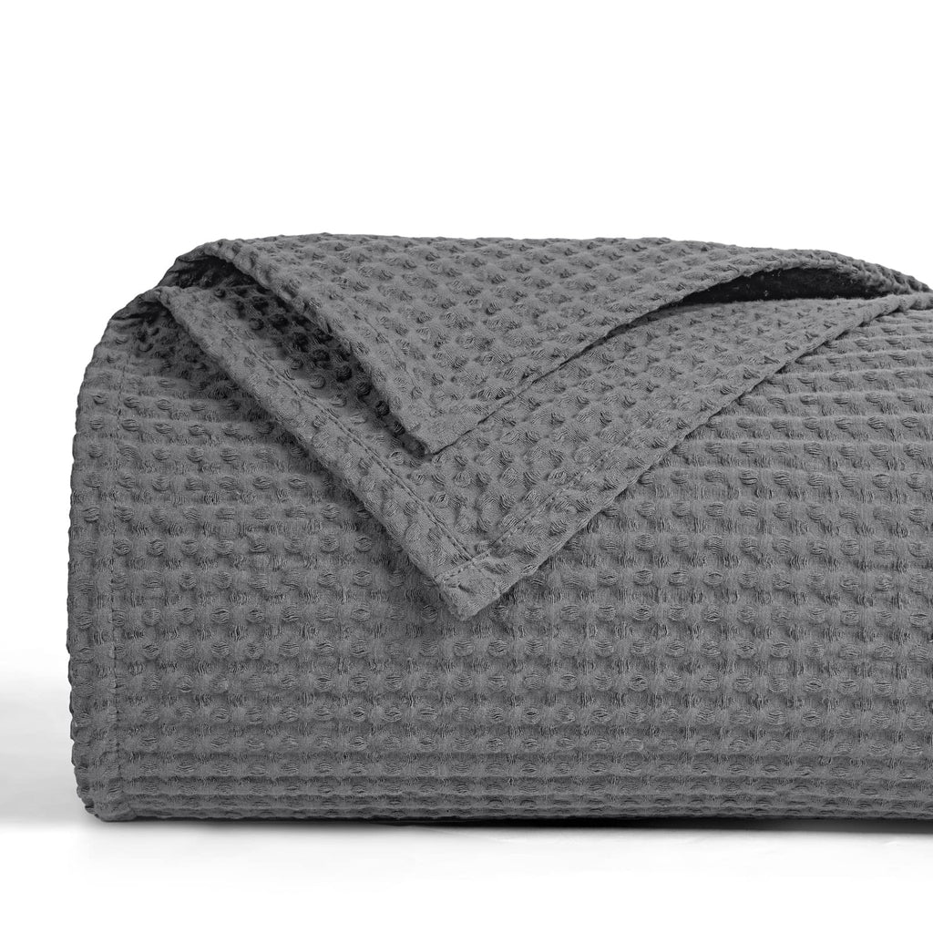 Phf 100% Cotton Waffle Weave Throw Blanket 50'X60'-Lightweight Washed Soft Breathable Blanket For Adults And Kids-Great Blanke
