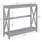 Yaheetech Console Table For Entryway, 2 Tier Narrow Sofa Table Bookshelf Accent Tables W/Storage Shelf, Living Room Entry Hall Foyer Tables Furniture, Grey