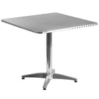 Flash Furniture Lila 31.5'' Square Aluminum Indoor-Outdoor Table Set with 2 Black Rattan Chairs