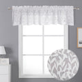 Lecloud Leia Texture White Curtains Sheer Valance 14 Inch Long 2 Pcs, Dual Rod Pockets Window Small Curtain Kitchen/Bedroom/Livi