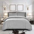 Pure Bedding Duvet Cover Twin [2-Piece, Light Grey] - 1 Comforter Protector With Zipper Flap And 1 Pillowcase - Hotel Luxury 180
