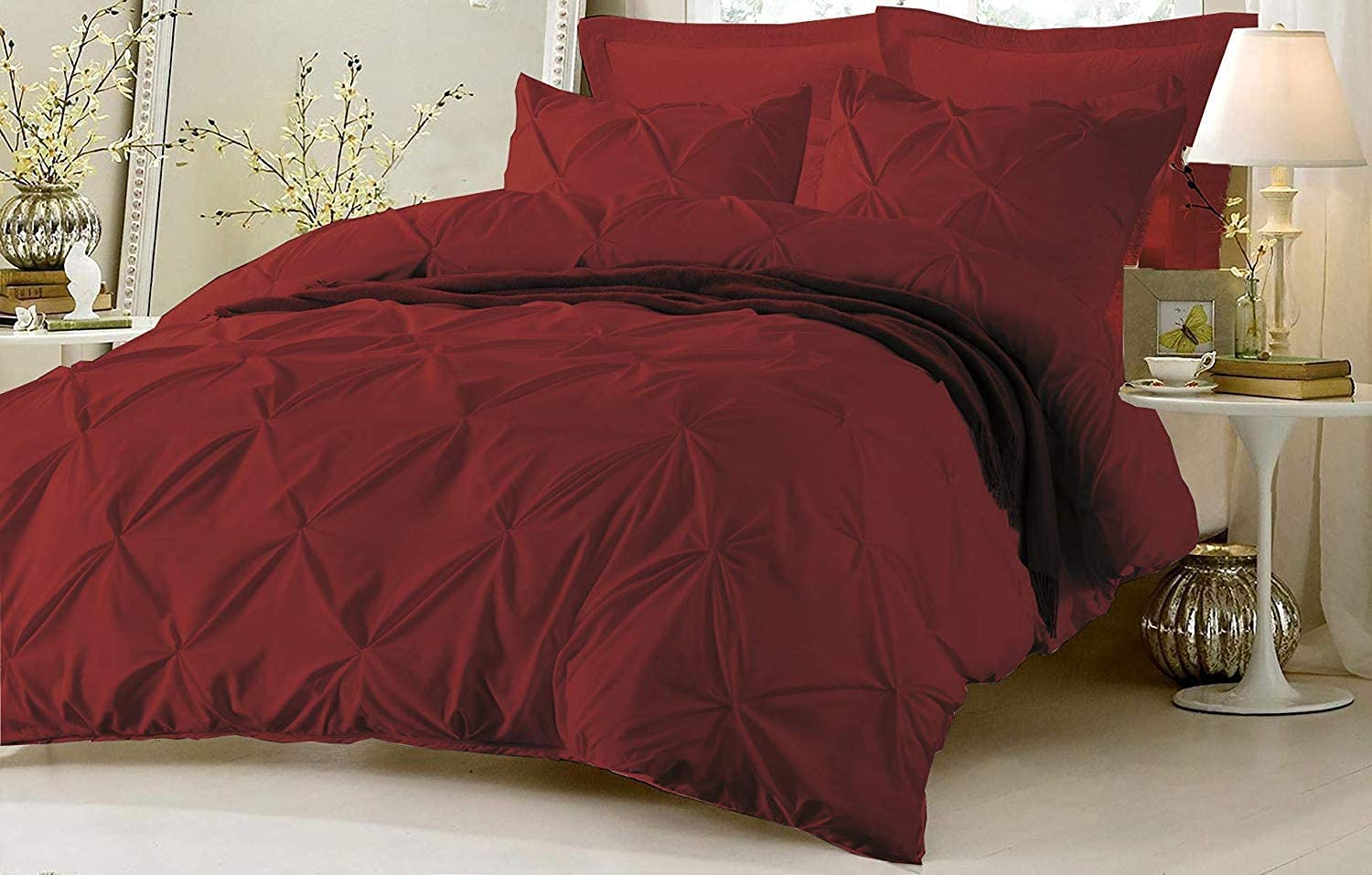 Queen Duvet Cover Cotton Pinch Pleated 1 Piece Full Size 800 Thread Count, 100% Egyptian Cotton Quilt Cover, Silky Soft, Breatha