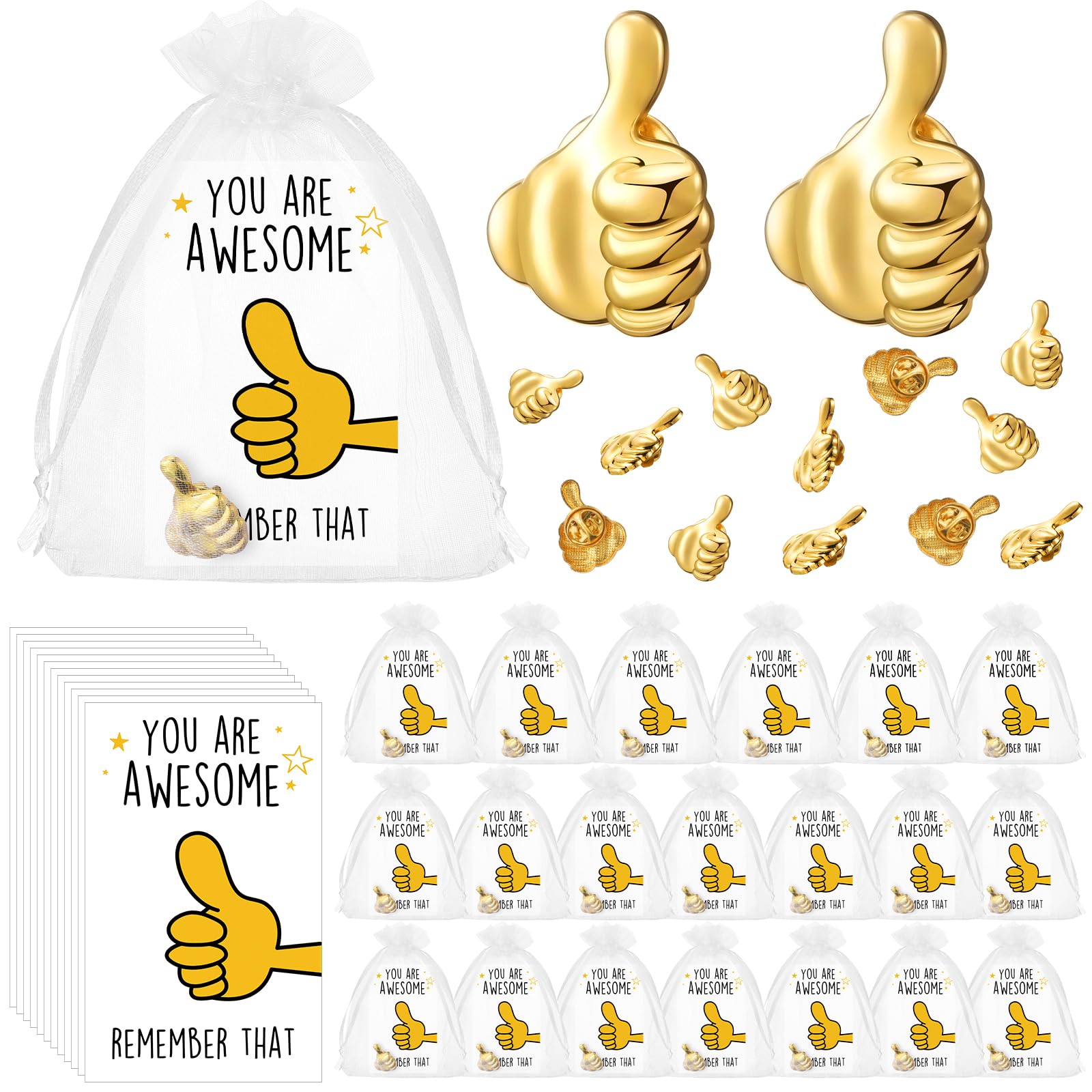 Tondiamo 60 Sets Employee Appreciation Gift Bulk Inspirational Thumbs up Pin Nurse Practitioner Christmas Office Gift for Cowork