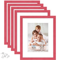 Icona Bay 8x10 Picture Frames with Removable Mat for 5x7 Photos (Red, 5 Pack), Modern Style Wood Composite Frames, Table Top or 
