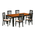 East West Furniture LGNI7-BCH-C 7 Piece Dinette Set Consist of a Rectangle Dining Room Table with Butterfly Leaf and 6 Linen Fabric Upholstered Dining Chairs, 42x84 Inch, Black & Cherry