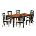 East West Furniture LGNI7-BCH-C 7 Piece Dinette Set Consist of a Rectangle Dining Room Table with Butterfly Leaf and 6 Linen Fabric Upholstered Dining Chairs, 42x84 Inch, Black & Cherry