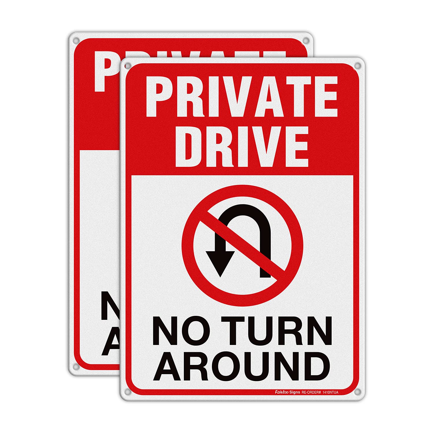 Private Drive Sign, No Turn Around Sign, Driveway Signs No Turnaround,14X10 In, Reflective, Rustproof Aluminum, Weather/Fade Res