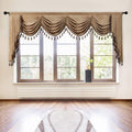 Elkca Double-Sided Chenille Waterfall Valance For Living Room Luxury Window Curtains Valance For Bedroom (Coffee, W118 Inch, 1 P