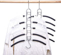 Nature Smile 4 Pack 5 in 1 Anti Slip Clothes Hangers,Space Saver Magic Metal Hangers,Multi Layers Wardrobe Clothes Rack,Heavy Du