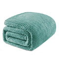 Exclusivo Mezcla Celadon Fleece Queen Size Blanket For Bed, Super Soft Cozy Blankets With Decorative Wave Textured, Lightweight