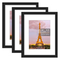 upsimples 8.5x11 Picture Frame Set of 3, Made of High Definition Glass for 6x8 with Mat or 8.5x11 Without Mat, Wall and Tabletop