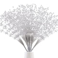 SHAOQINLIN 50pcs 4mm Pearls String Beaded Bouquet Spray Sticks for Bridal Beaded Wedding Party Table Decorations(White)