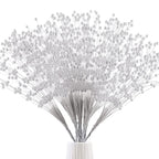 SHAOQINLIN 50pcs 4mm Pearls String Beaded Bouquet Spray Sticks for Bridal Beaded Wedding Party Table Decorations(White)