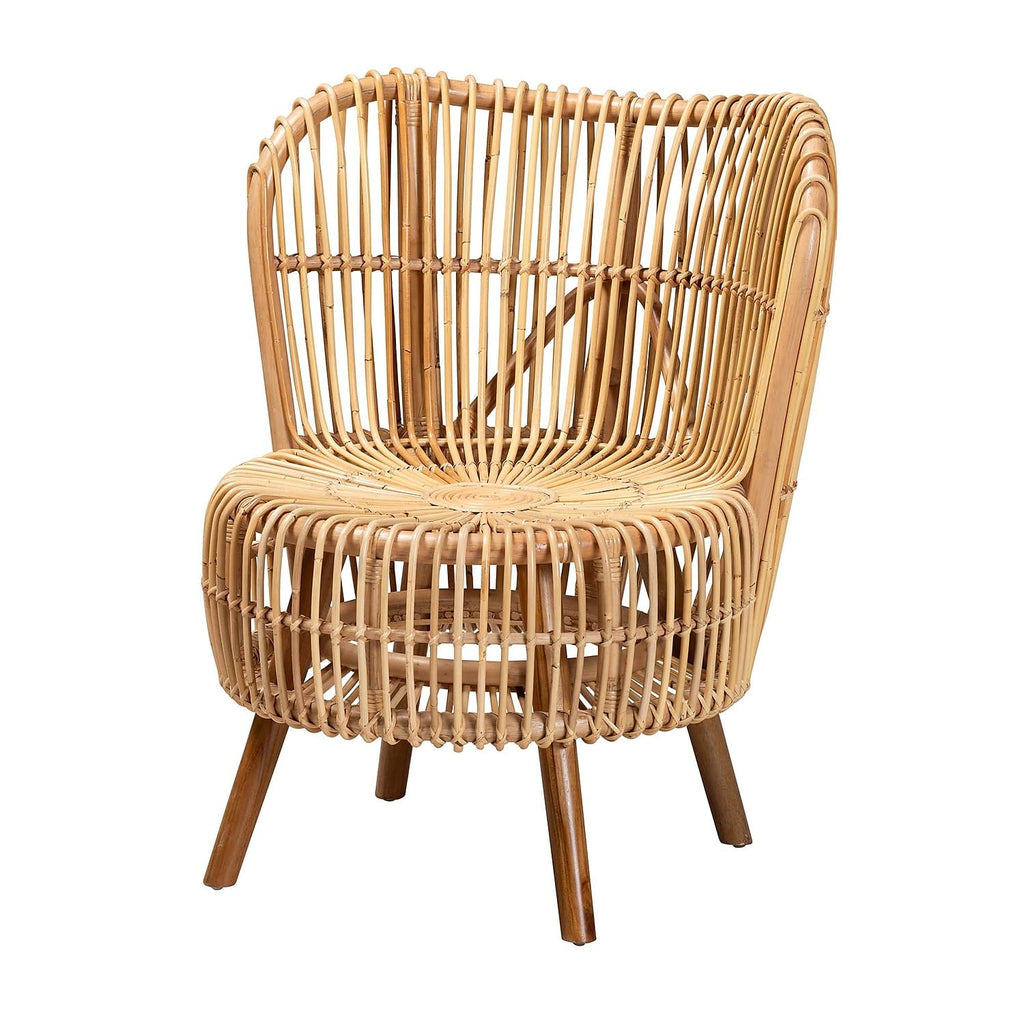 bali & pari Nagoya Natural Rattan Accent Chair, Light Honey/Natural Teak (235-13342-HiT)