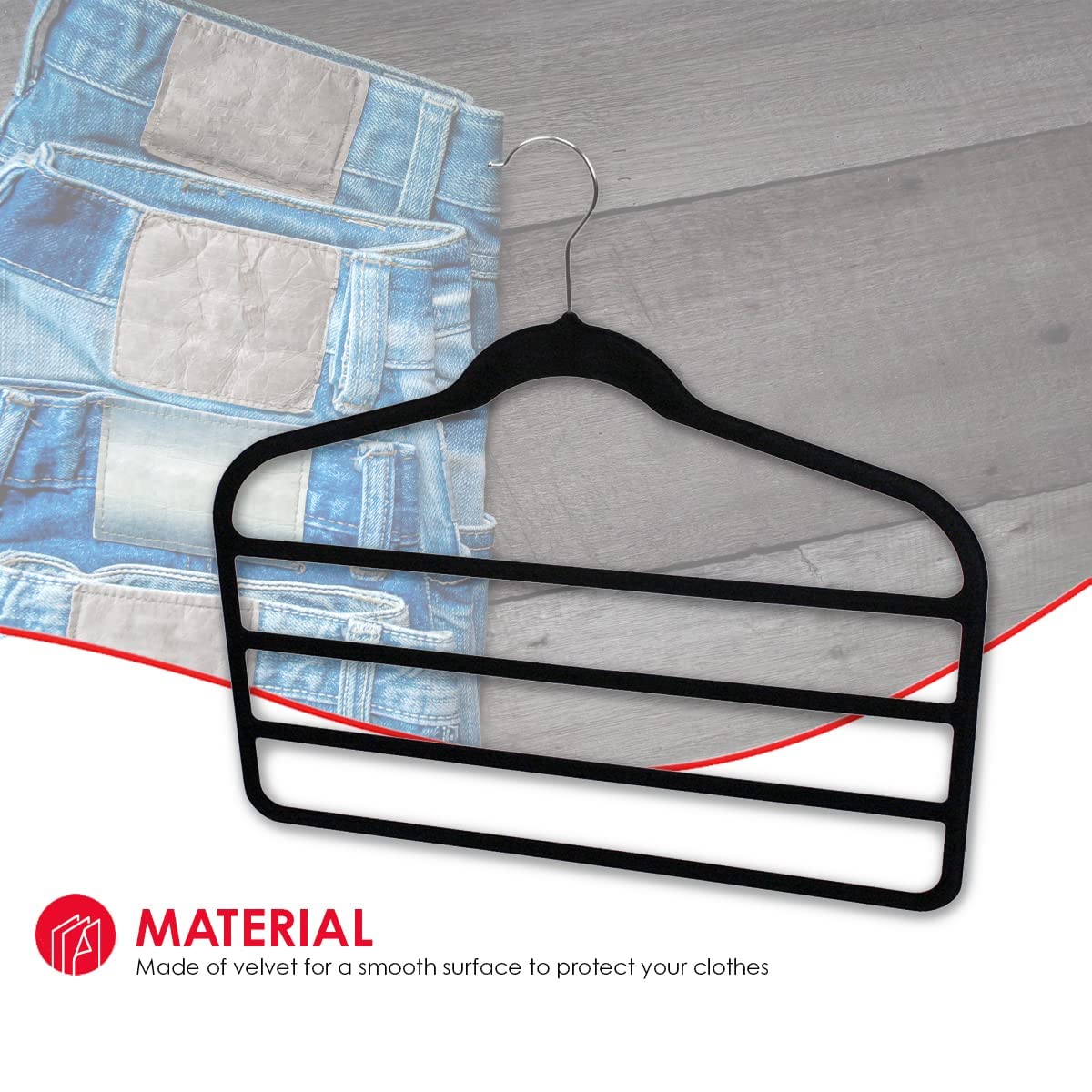 Home Basics Pant Closet (Pack Of 3), Black Trouser Hanger