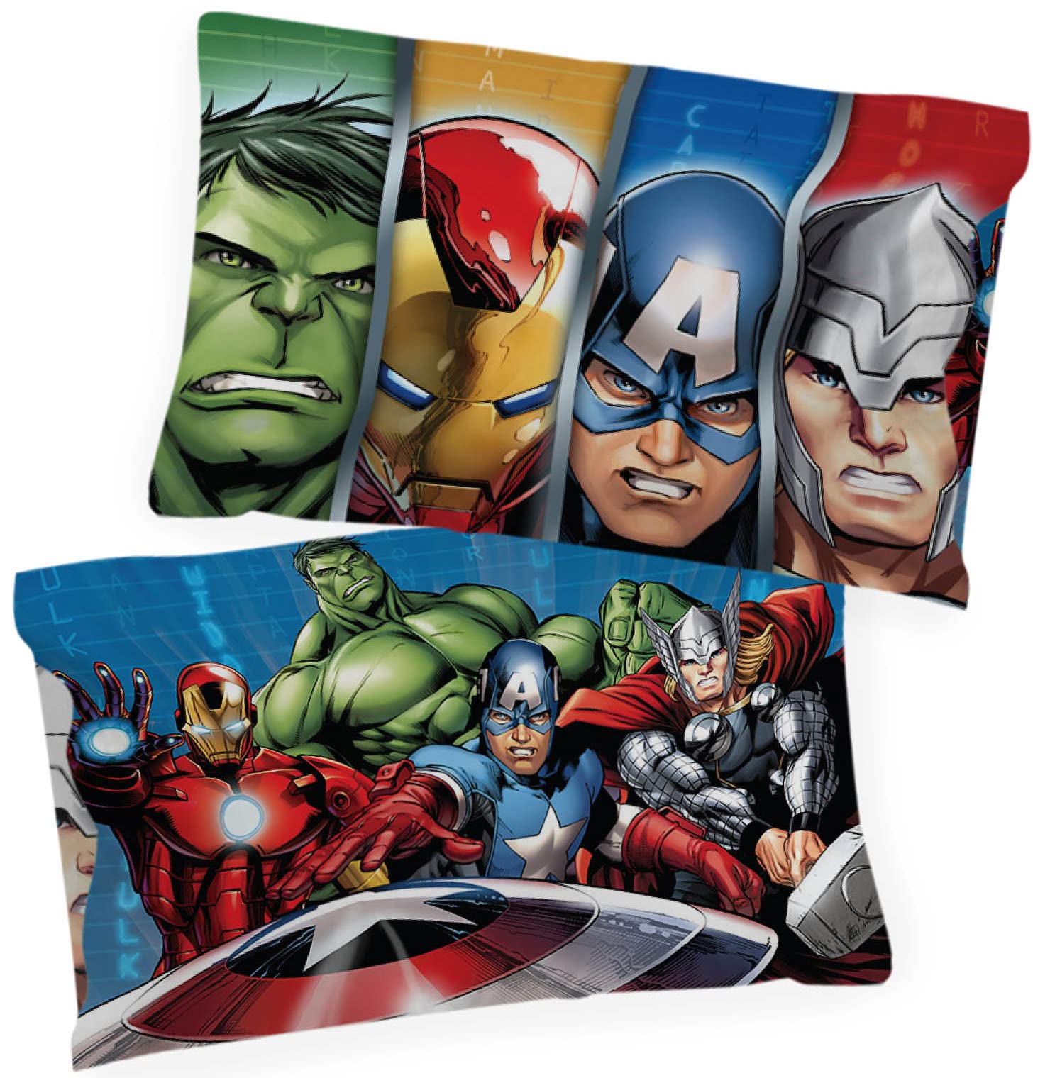 Jay Franco Marvel Avengers Halo 2 Pack Pillowcase - Double-Sided Kids Super Soft Bedding Features Captain America, Hulk, Iron Ma