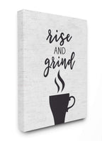 The Stupell Home D  cor Collection Rise And Grind Coffee Cup Subtle Birch Typography Stretched Canvas Wall Art, 16 x 1.5 x 20