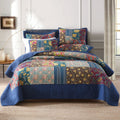 Visimisi Cotton Bedspread Quilt Sets Reversible Bedding Coverlet Sets,3 Pieces Patchwork Blue Vintage Floral Paisley Bedspread,