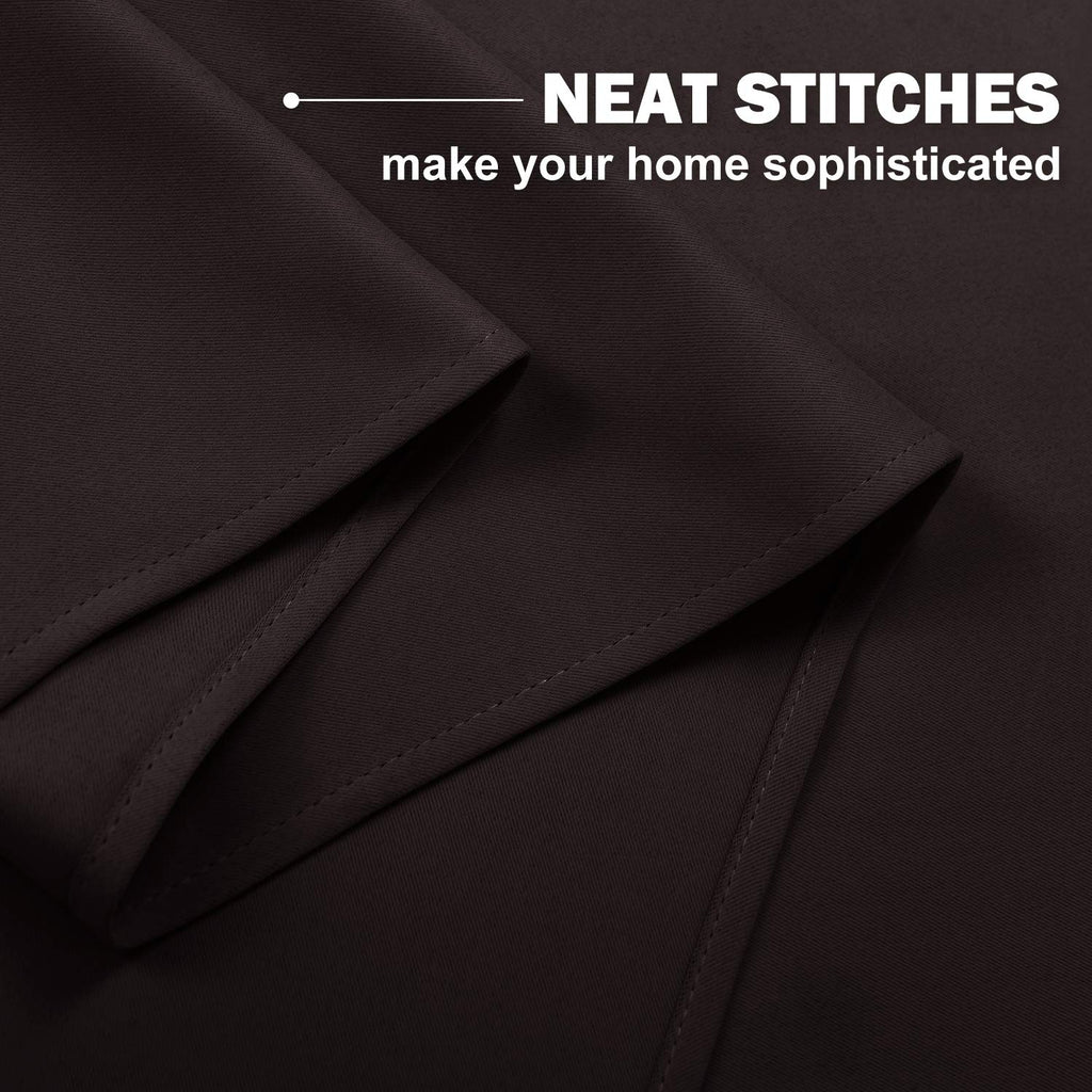 Nicetown Kitchen Curtains Window Treatments - Eyelet Top Home Fashion Blackout Curtains Tailored Drapes For Cafe (Toffee Brown, Double Piece, W52 X L24 1.2 Inches Header)