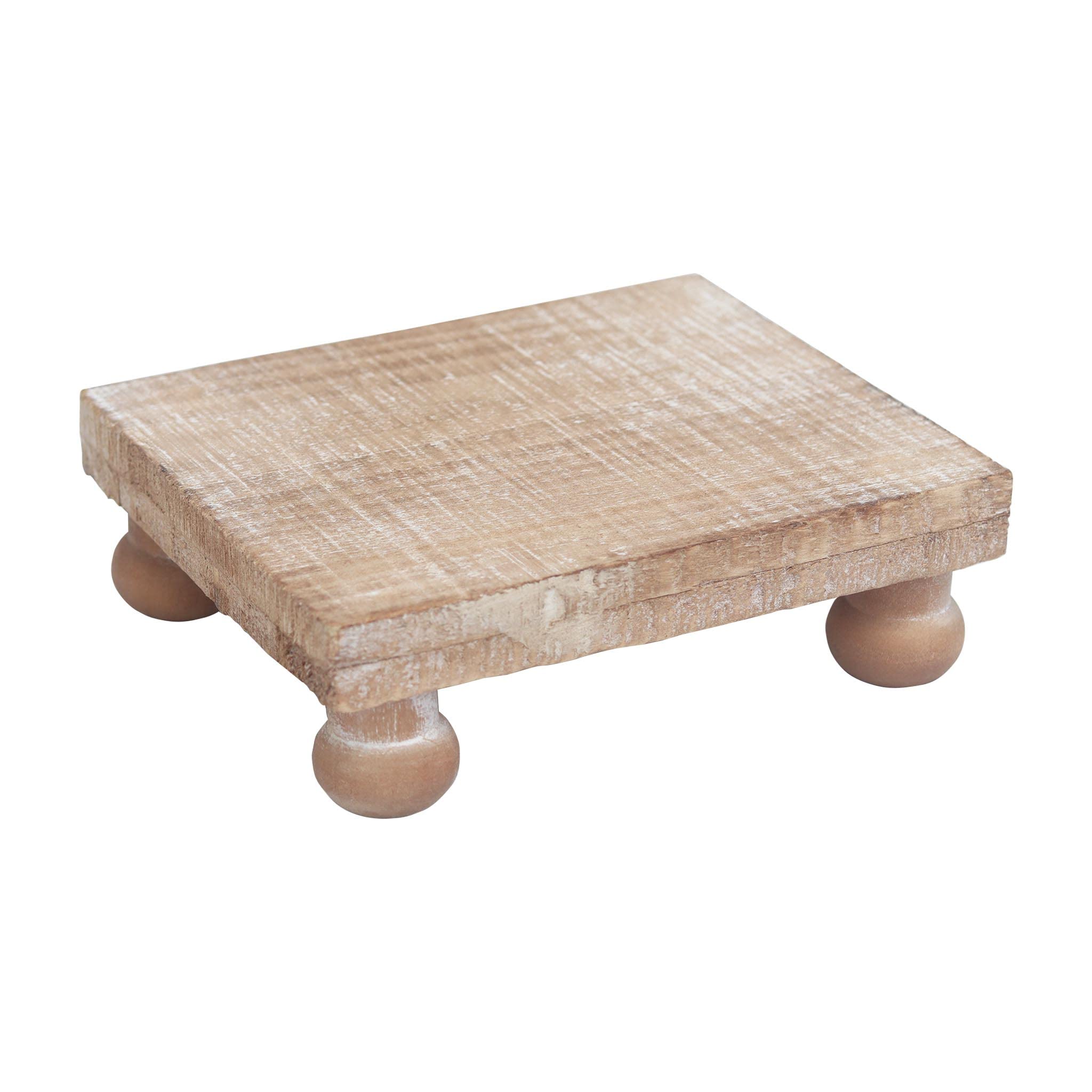 PARISLOFT Farmhouse Wood Pedestal Stand Riser Soap Tray for Kitchen Sink Neutral Home Decor(Light Coffee Color,5.9x1.75 x 4.9 In