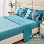 Perfemet 6 Pcs Teal Marble Comforter Set Queen Watercolor Marble Printed Quilt Set Luxury Retro Artwork Style Teal And Gold Bed