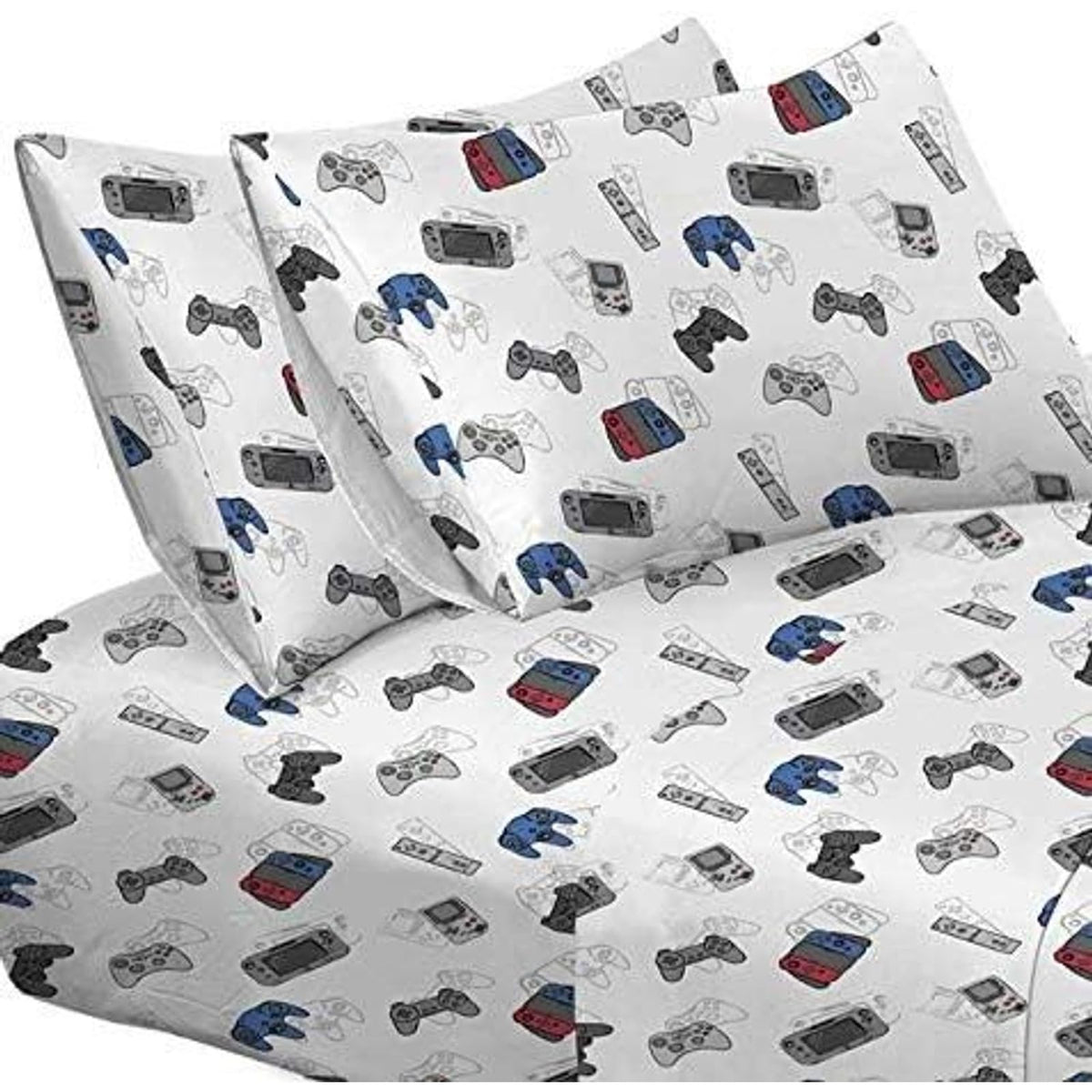 Kids Rule 3-Piece Gamer Bed Sheet Set For Boys & Kids - 1 Twin Flat And 1 Twin Fitted Sheet, Queen Pillowcase, Soft Brushed Micr