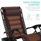Best Choice Products Oversized Padded Zero Gravity Chair, Folding Outdoor Patio Recliner, Xl Anti Gravity Lounger For Backyard W/Headrest, Cup Holder, Side Tray, Polyester Mesh - Espresso/Caramel