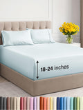 Extra Deep Pocket Full Sheets - 4 Piece Breathable & Cooling Bed Sheets - Hotel Luxury Bed Sheet Set - Soft, Wrinkle Free & Comfy - Easily Fits Extra Deep Mattresses - Deep Pocket Ice Blue Sheets Set