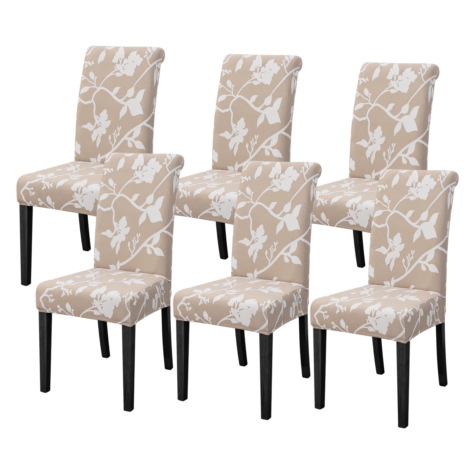 FORCHEER Dining Chair Covers Set of 6 Stretch Floral Dining Chair Slipcovers for Parson Chairs 6 Pack Washable Removable,(6,#16)