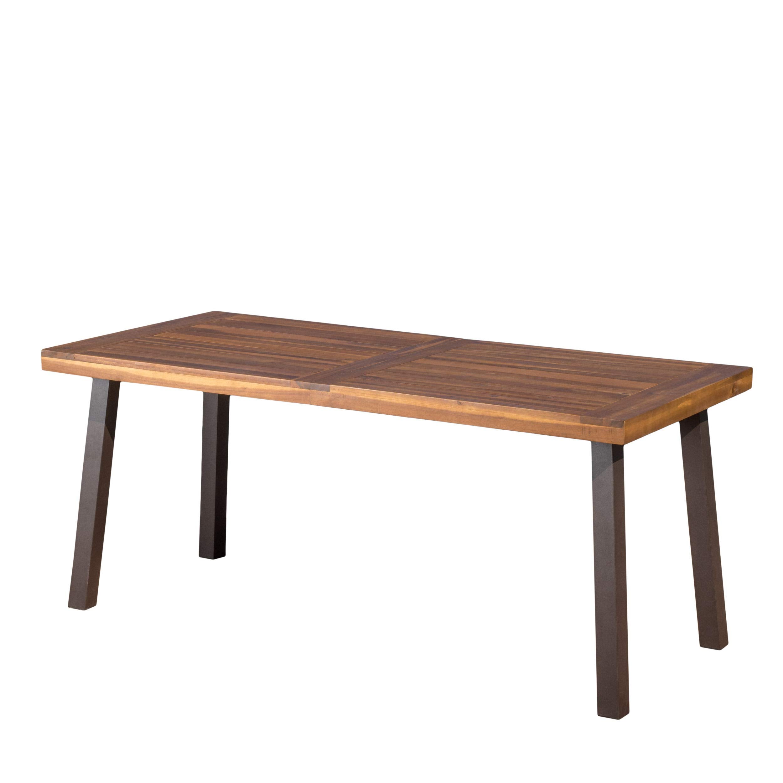 Christopher Knight Home Della Acacia Wood Dining Table, Natural Stained with Rustic Metal, 32.25 in x 69 in x 29.5 in, Brown, Gr