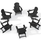 Kingyes Folding Adjustable Adirondack Chair With Retractable Ottoman Set Of 6, Hdpe All Weather Chair With Cup Holder - Versatile Adirondack Chair, Black