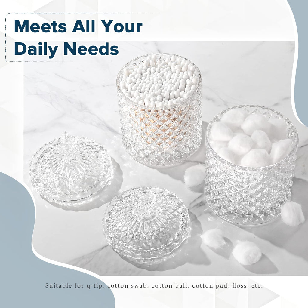 Rytoxilo Bathroom Accessories Set, 4 Pack Clear Glass Bath Accessory Sets Complete, Diamond Soap Dispenser And Toothbrush Holder
