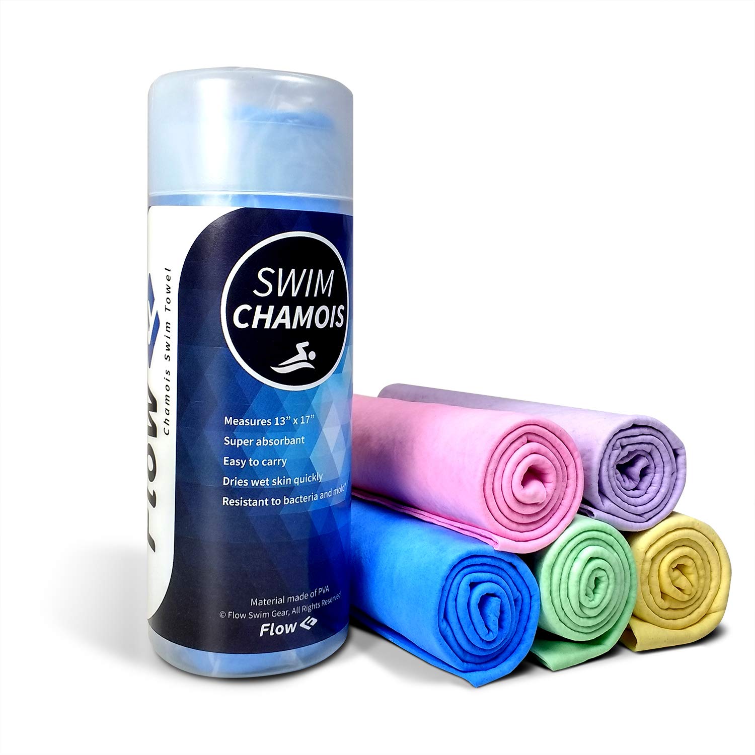 Flow Swim chamois - Quick Dry Towel for Swimming, Diving, Triathlons, and Other Water Sports (Blue)