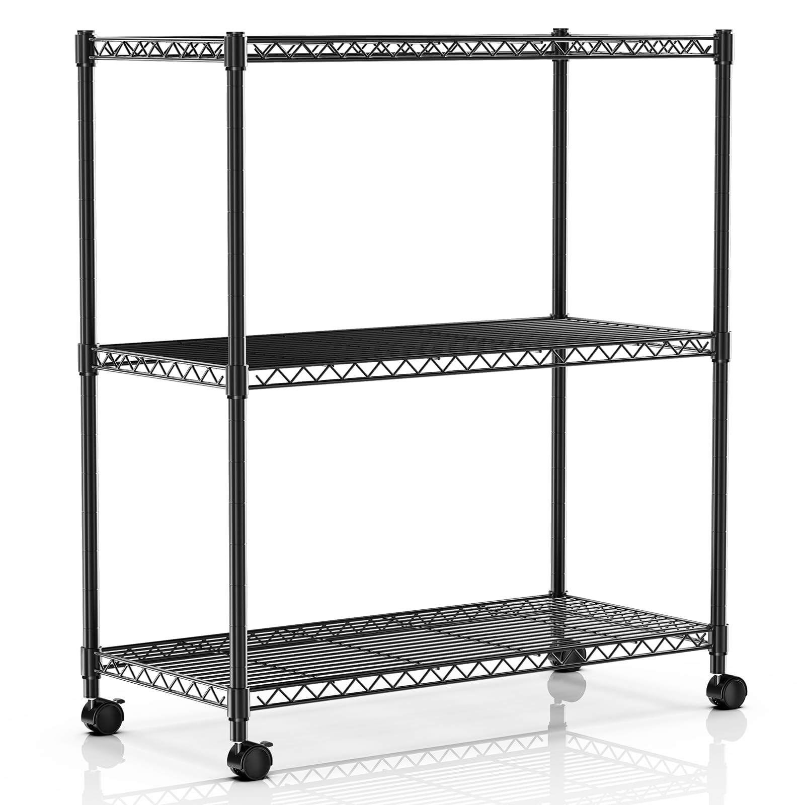Simple Deluxe 3-Tier Heavy Duty Storage Shelves 750Lb Capacity, 24.02' D X 13.78' W X 31.98' H Shelving Unit For Pantry, Garage, Laundry And Kitchen, Black