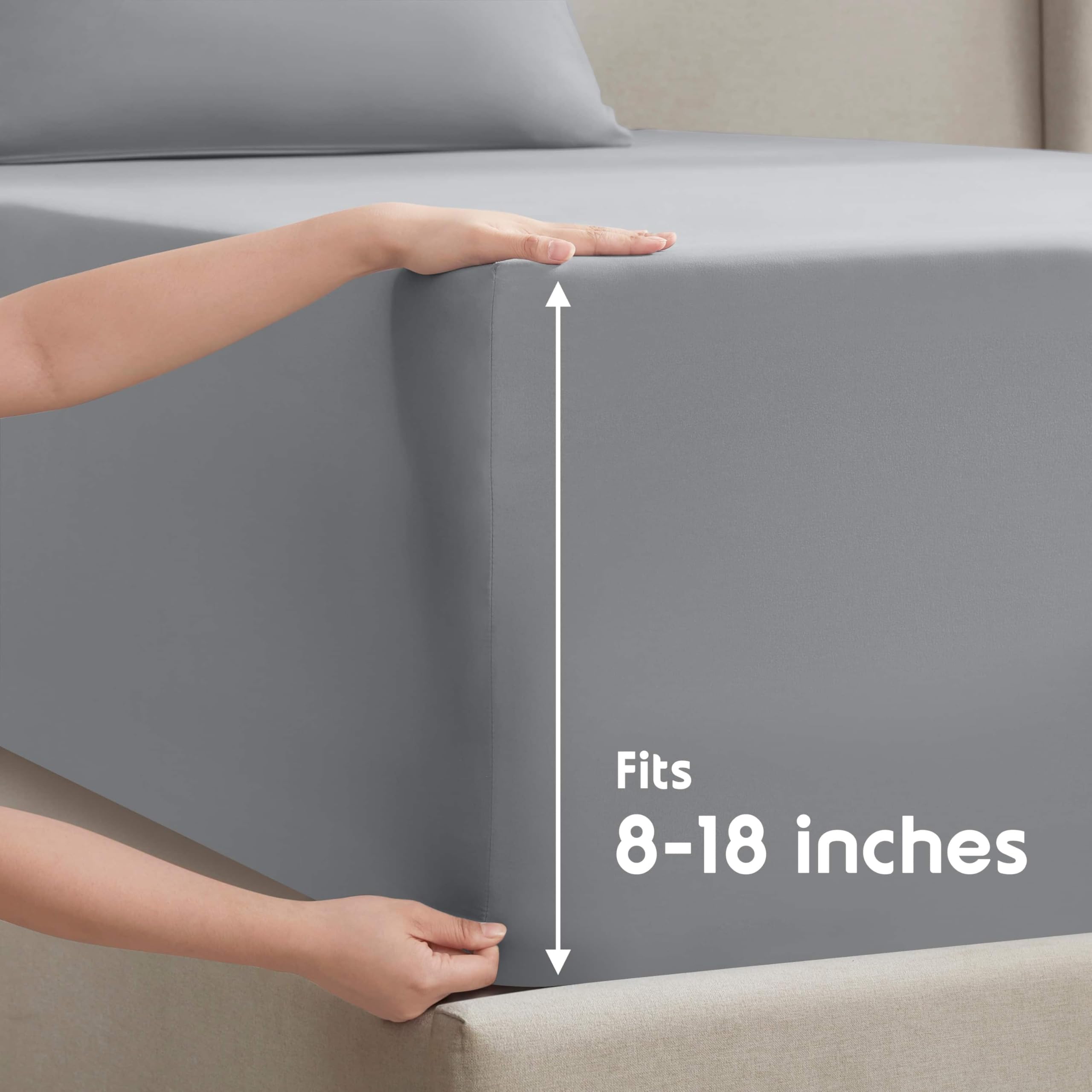 Nestl Full Size Sheet Sets - 4 Piece Full Size Sheets, Deep Pocket, Hotel Luxury, Extra Soft, Breathable And Cooling, Grey Sheets For Full Size Mattress